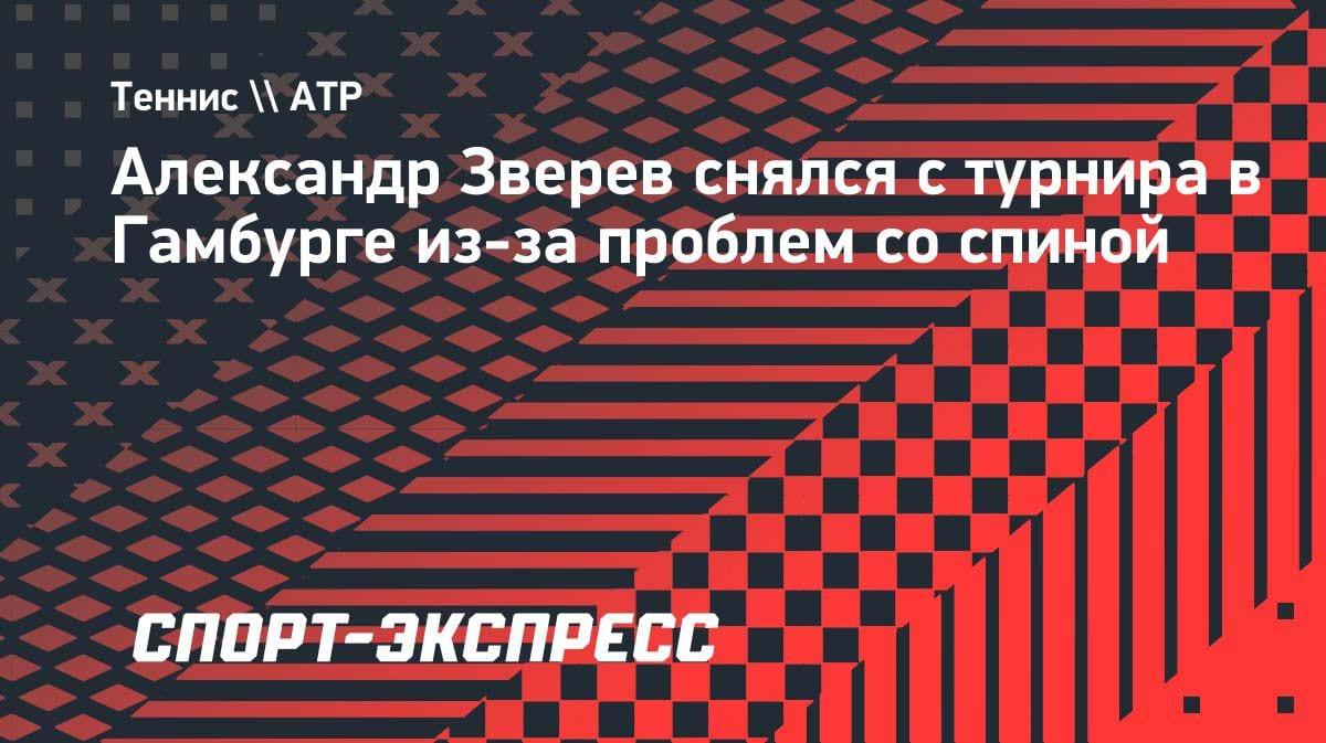 Травма спины: Зверев снялся с турнира в Гамбурге