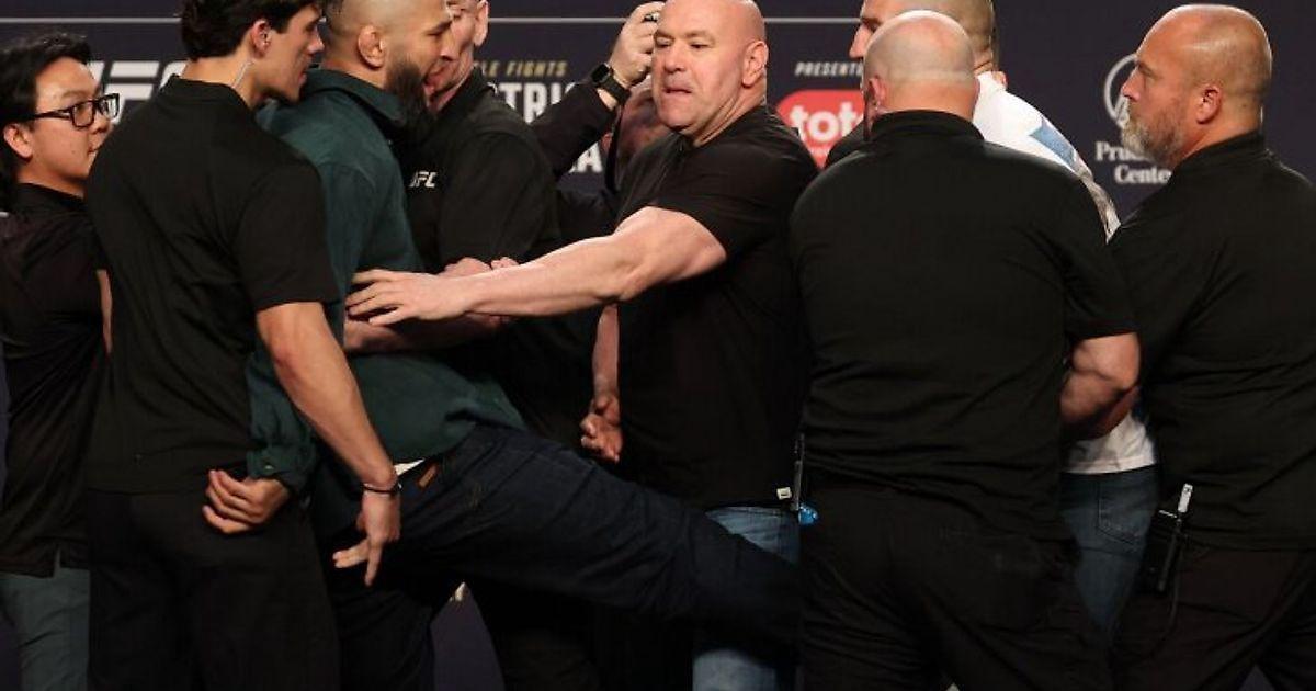 Чимаев ударил Стрикленда ногой на стердауне: скандал перед UFC 328