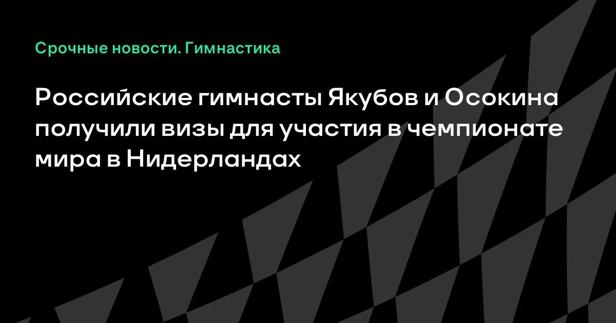 Якубов и Осокина получили визы на чемпионат мира по гимнастике в Нидерландах