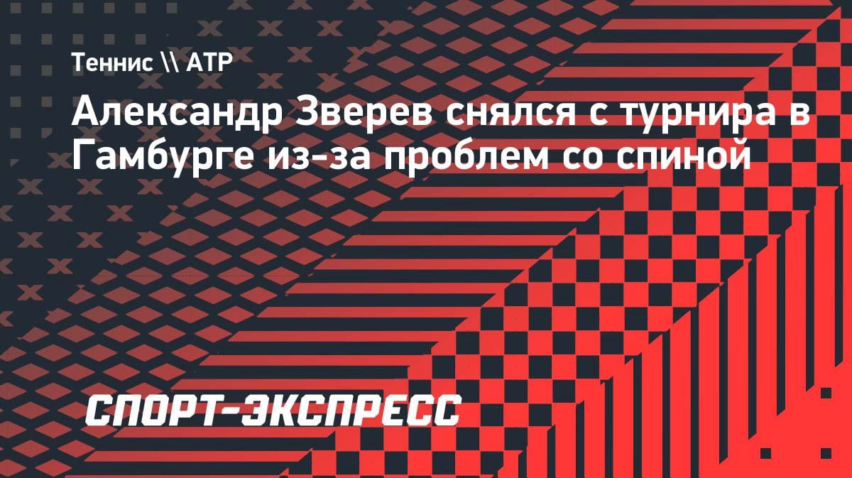 Травма спины: Зверев снялся с турнира в Гамбурге